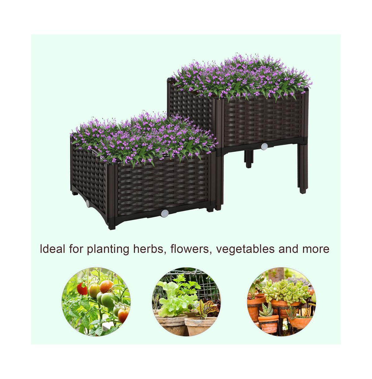 Slickblue Raised Garden Bed with Strong Frame for Outdoor Vegetables and Flowers