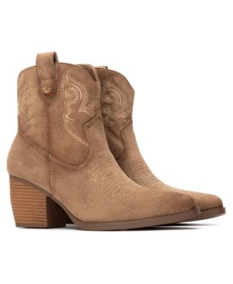 Women's Italian Western Suede Booties Refresh Collection By XTI