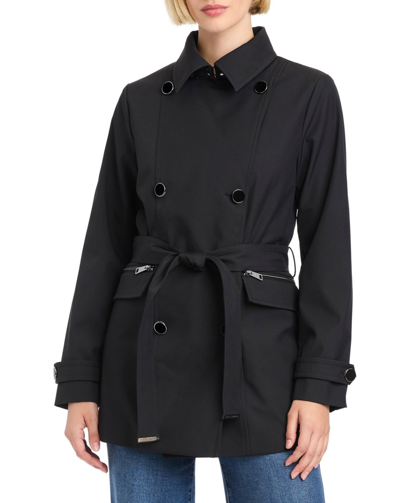 Женское пальто Vince Camuto Double-Breasted Belted Trench, цвет: Чёрный — фото 3