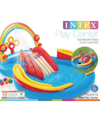 9.75ft x 6.3ft x 53in Rainbow Slide Kids Play Inflatable Pool Ring Center