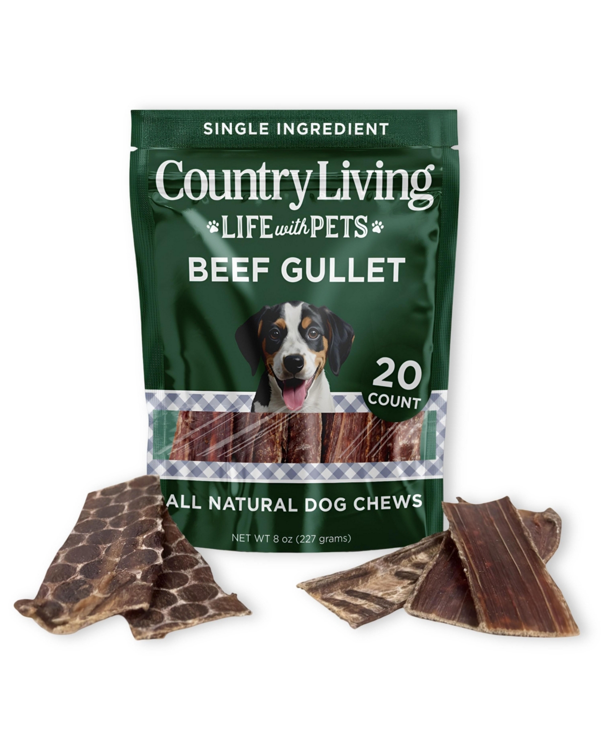Country Living 6" Gullet Flats Dog Treats – 20 Count Bag – All-Natural