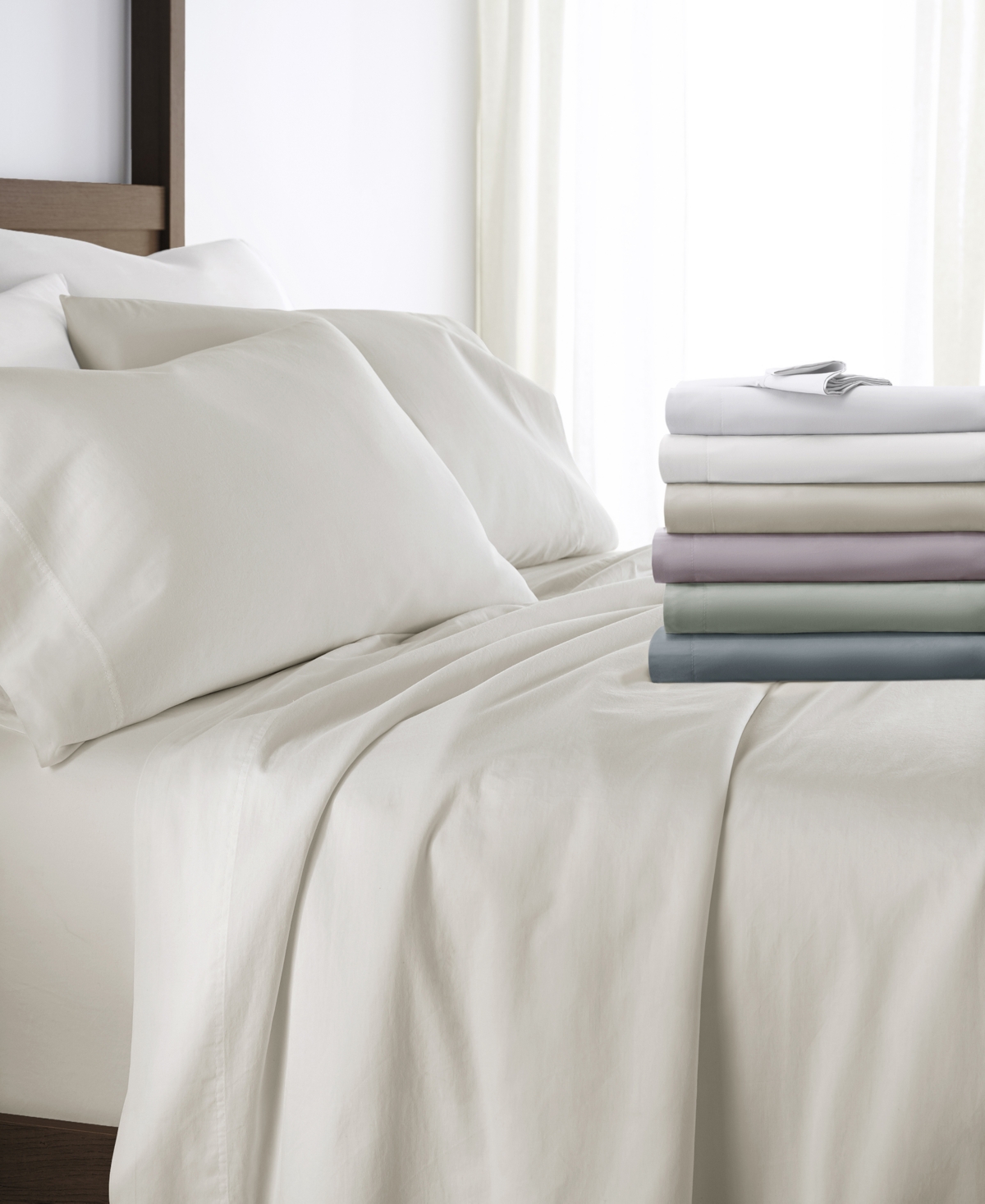 Ienjoy Home Long Staple 300-thread Count Cotton Solid 4-pc. Sheet Set, California King In White