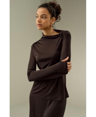 Women's Slim Fitted Silk Jersey Long Sleeve Top
