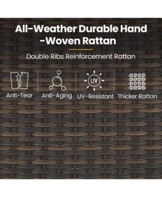 LunaCurve Wicker 3-Piece Outdoor Swivel Glider Set Outdoor Conversation Set with 5 in. Thick Cushions