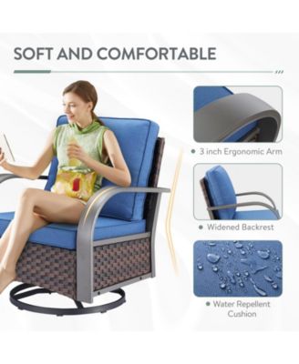 SteelCurve 2-Person PE Wicker Patio Swivel Chair Outdoor Glider with CushionGuard Olefin Cushion