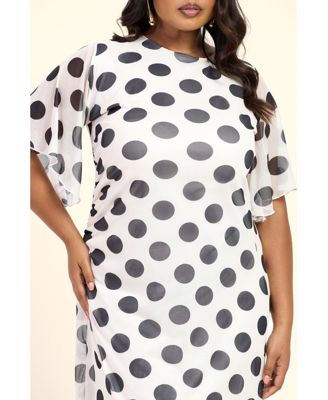 Women's Large Polka Dot Ruched Side Maxi Dress
