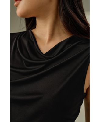 Women's Silk Jersey Cowl-neck Sleeveless Top