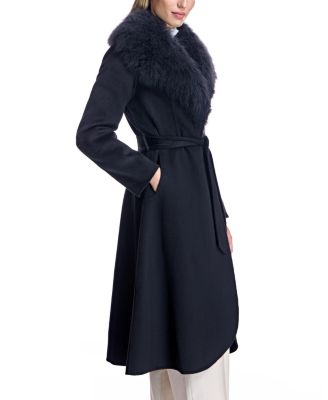 Women's Fur-Trimmed Wrap Coat
