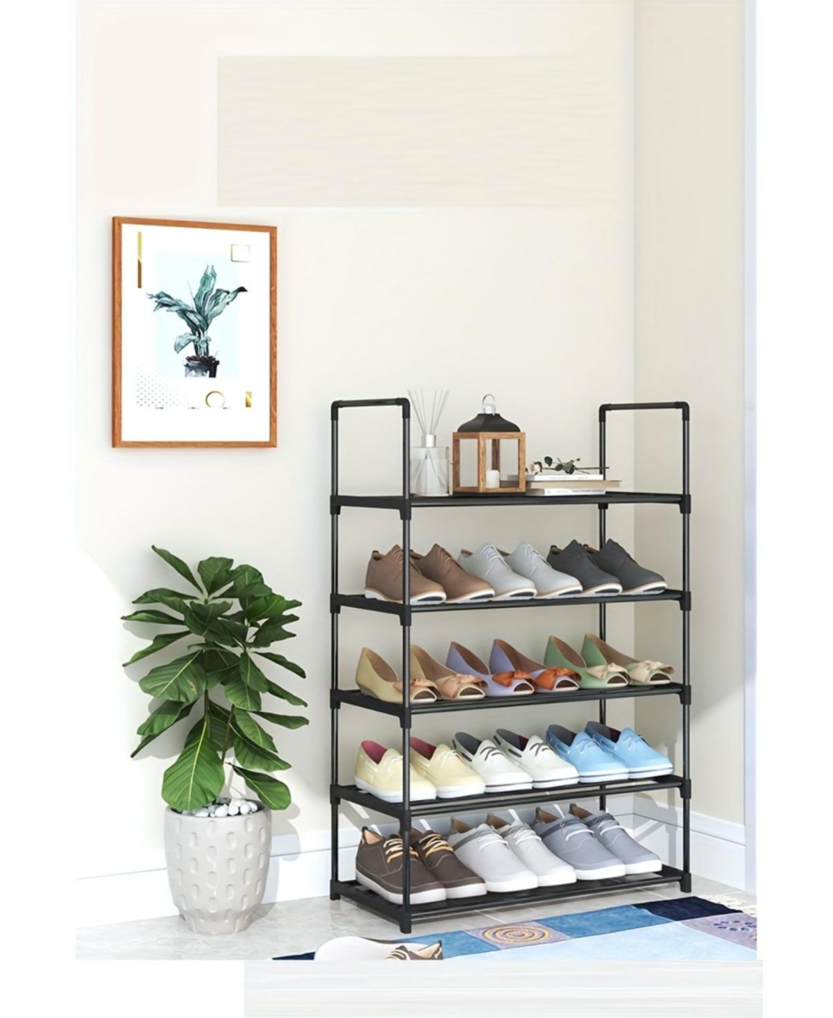 4-Tier Large Capacity Shoe Rack Sturdy Stackable Organizer for Closets Entryways