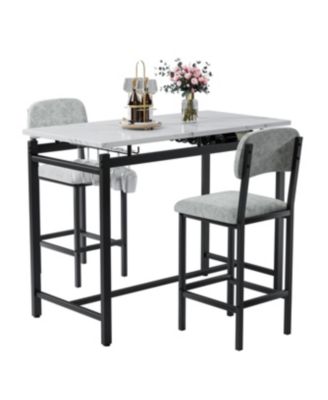 3 Piece Dining Table Set with 2 Upholstered Chairs for Kitchen or Small Apartment