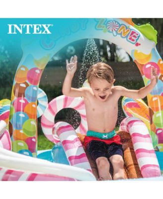 9ft x 6ft x 51in Kids Inflatable Candy Zone Play Center Pool w/ Waterslide