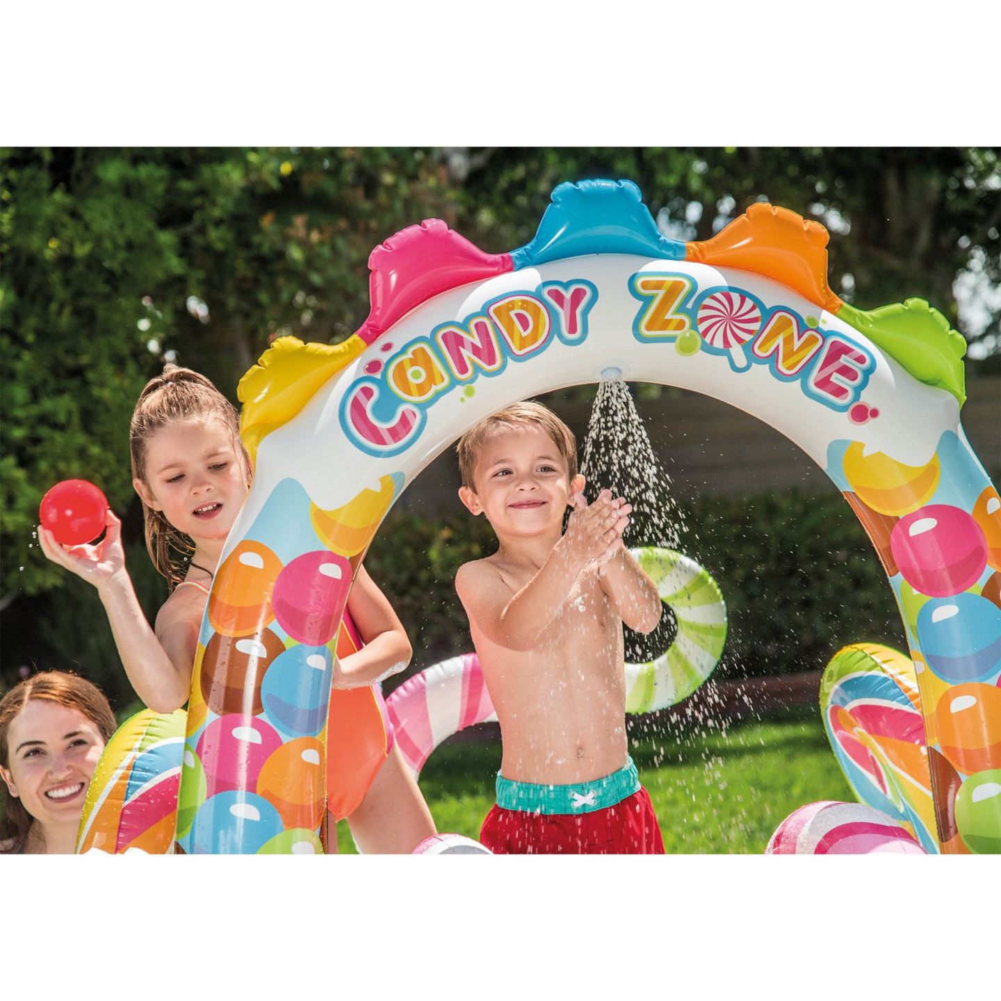 Детская игрушка Intex 9ft x 6ft x 51in Kids Inflatable Candy Zone Play Center Pool w/ Waterslide, цвет: Разноцветный — фото 8