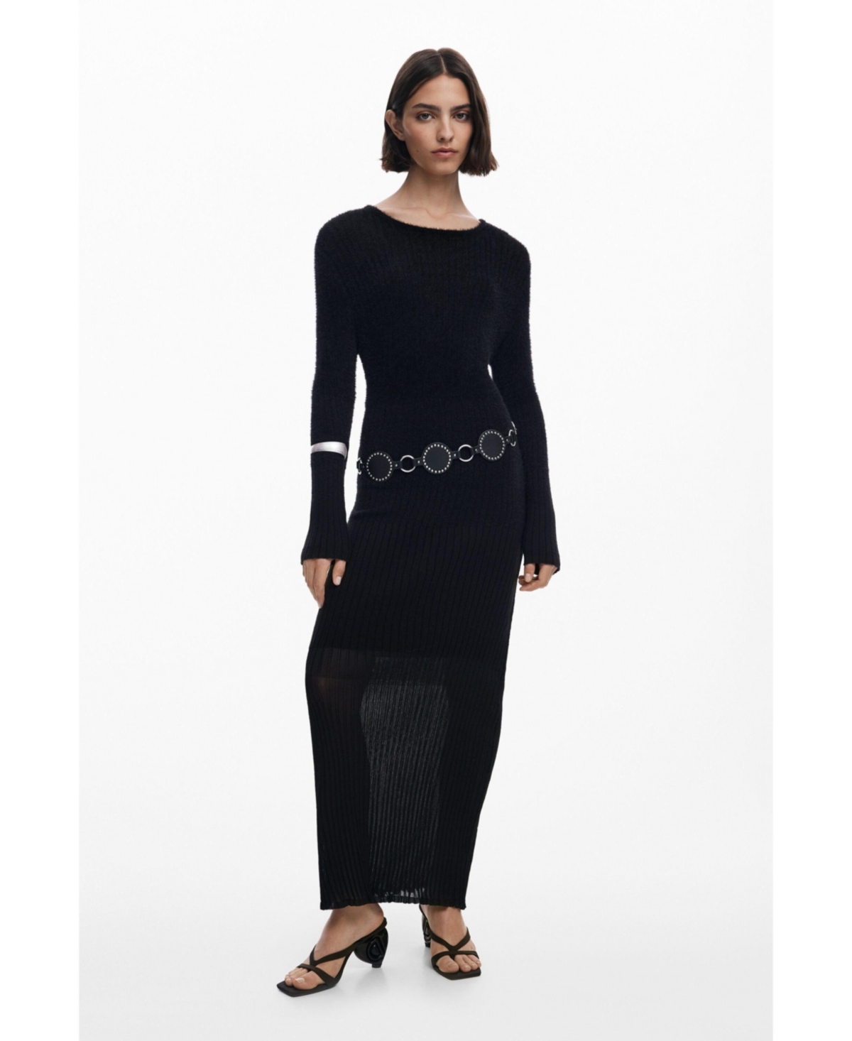 Desigual Women's Sheer Fur Dress In Black