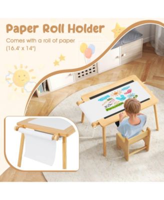Sensory Table & Chair Set for Kids 2-8 with Foldable Bins for Sand/Water & Paper Beige