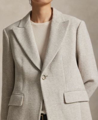 Women's Herringbone Peak Lapel Coat