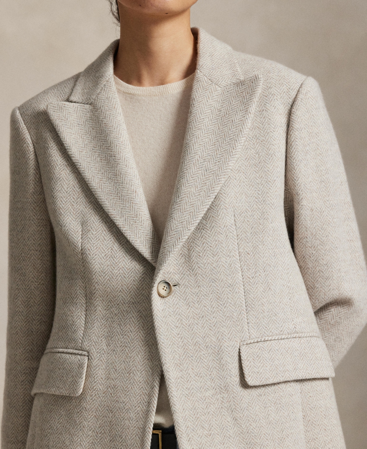 Polo Ralph Lauren Women's Herringbone Peak Lapel Coat In Brown