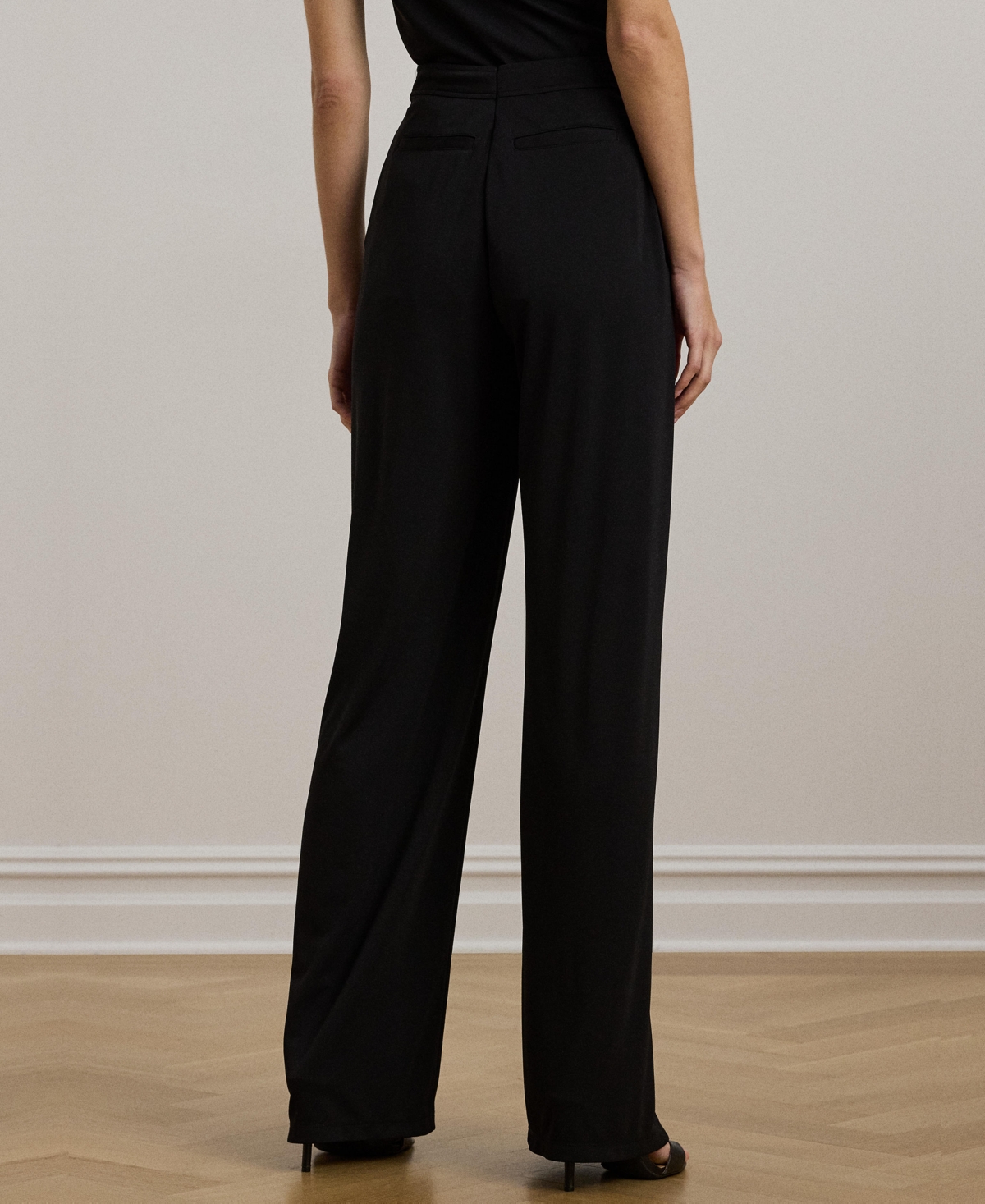 Ralph Lauren Women's Pleated Stretch Jersey Wide-leg Pants In Brown