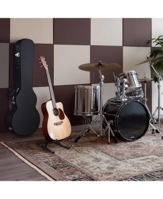 Electric Guitar Hard Case for LP Les Paul Style w/ Folding Guitar Floor Stand