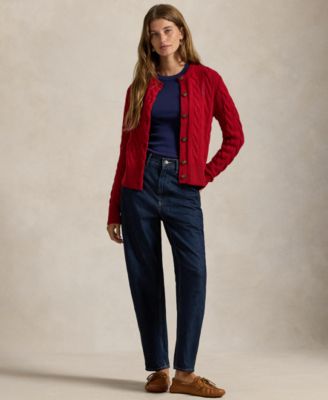Women's Cable-Knit Wool-Cashmere Cardigan Sweater