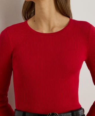 Women's Rib-Knit Cotton-Blend Crewneck Sweater