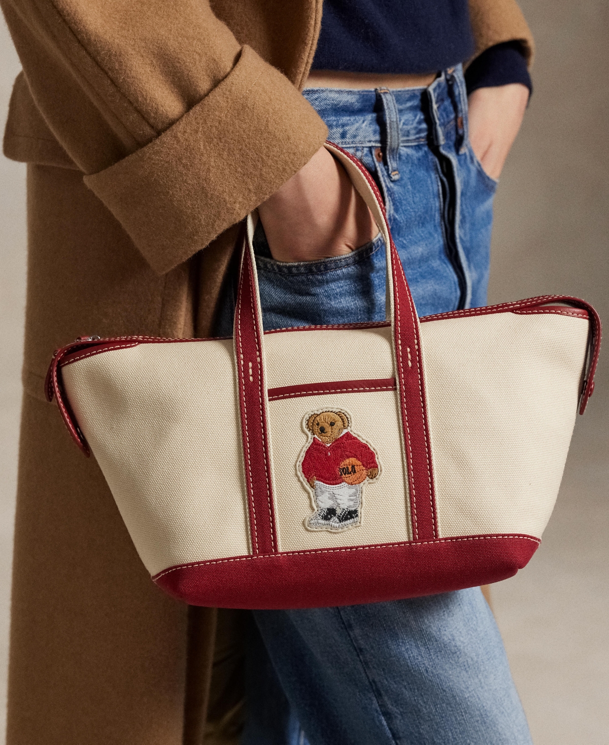Polo Ralph Lauren Women's Bear Canvas Mini Shopper Tote In Multi