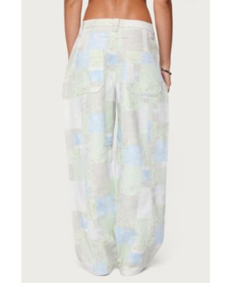 Women's Patchwork Low Rise Baggy Jeans