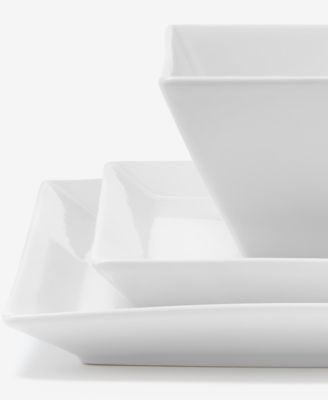Whiteware Square 12-Pc. Dinnerware Set, Service For 4