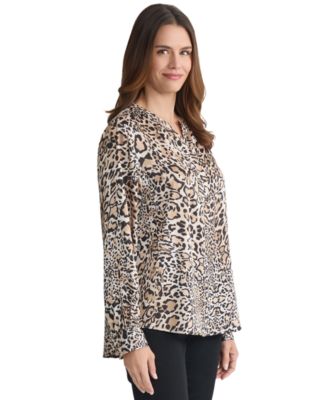 Women's V-Neck Long Sleeve Popover Top