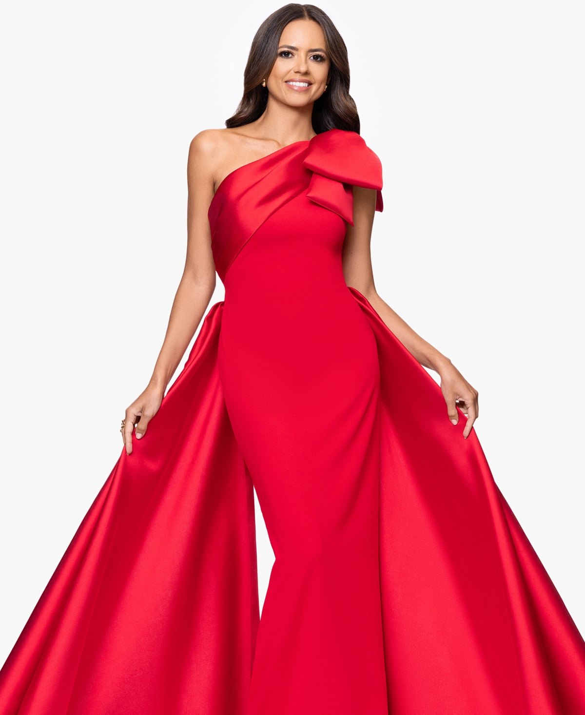 Betsy & Adam Women's One-shoulder Gown In Red