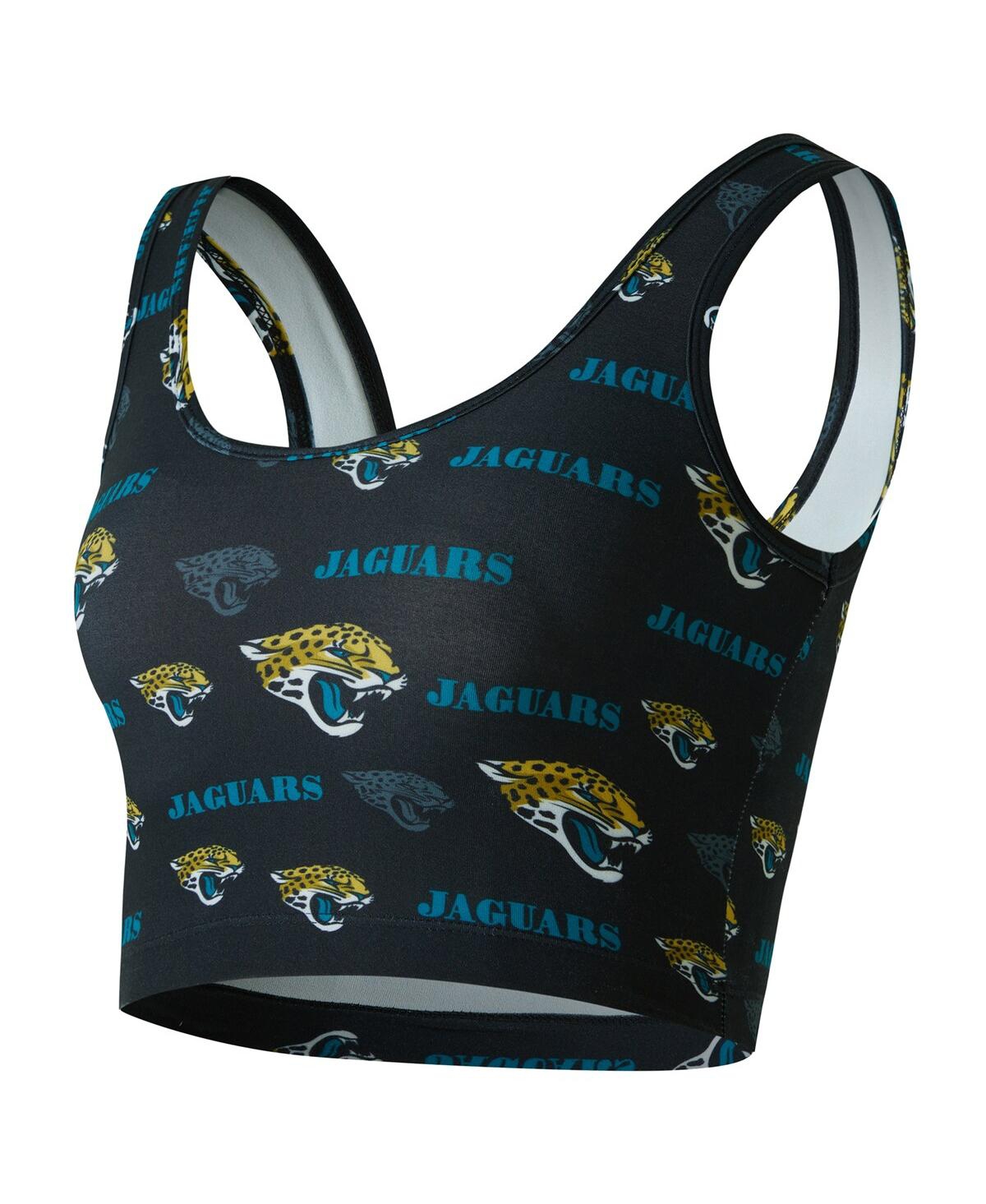 Concepts Sport Women's Black Jacksonville Jaguars Mosaic Allover Print Bralette In Blue