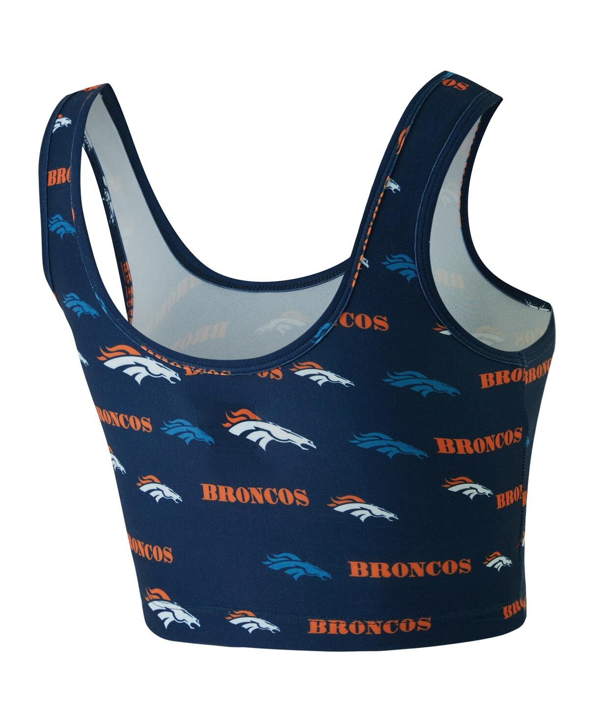 Concepts Sport Women's Navy Denver Broncos Mosaic Allover Print Bralette In Blue