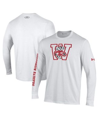 Under Armour - Men's White Wisconsin Badgers Throwback Long Sleeve Performance T-Shirt
