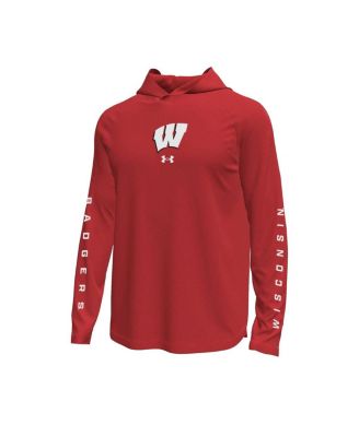 Men's Red Wisconsin Badgers Tech Stretch Long-Sleeve Hooded T-Shirt