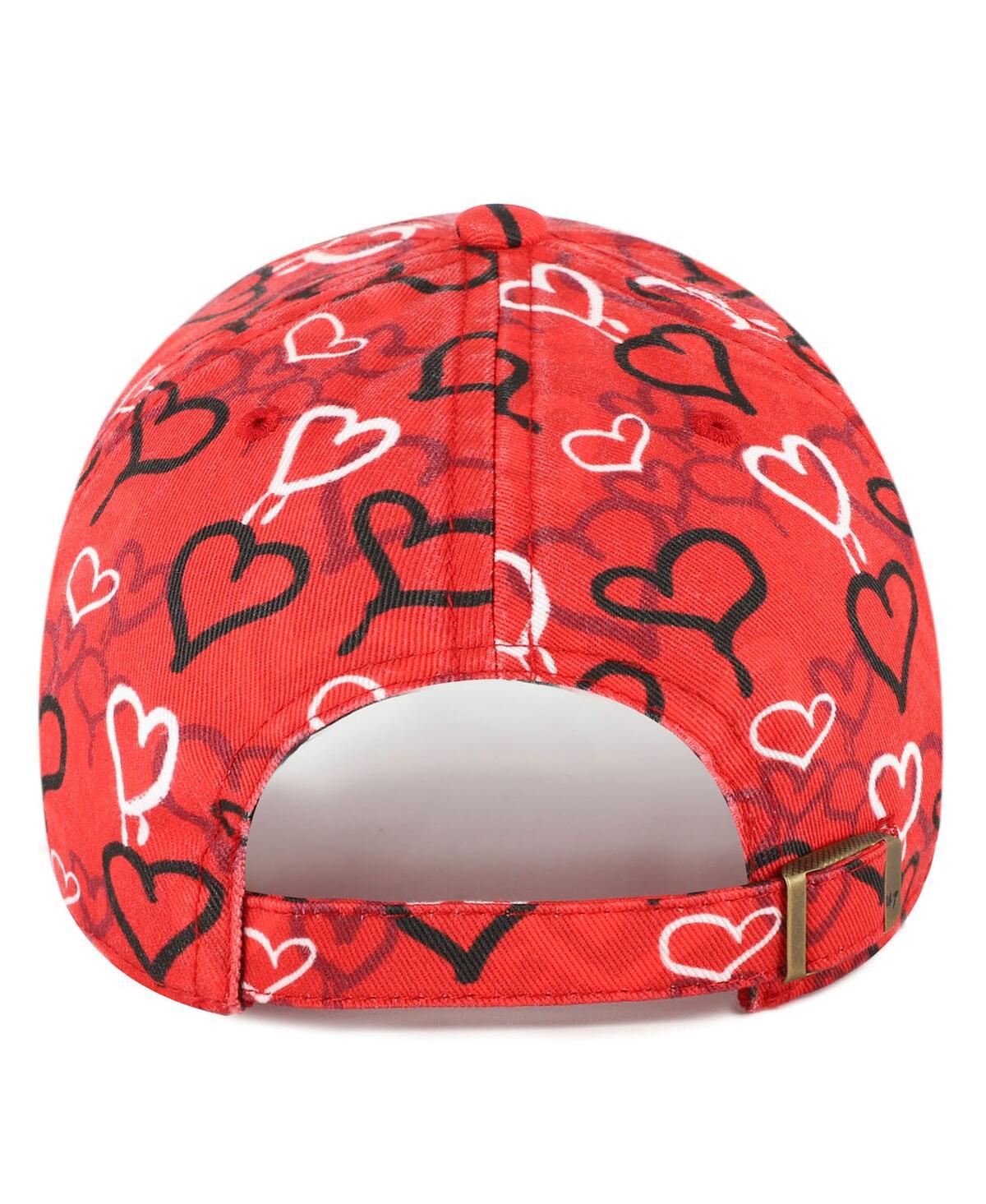 47 Brand Big Girls Red Tampa Bay Buccaneers Mural Clean Up Adjustable Hat In Orange