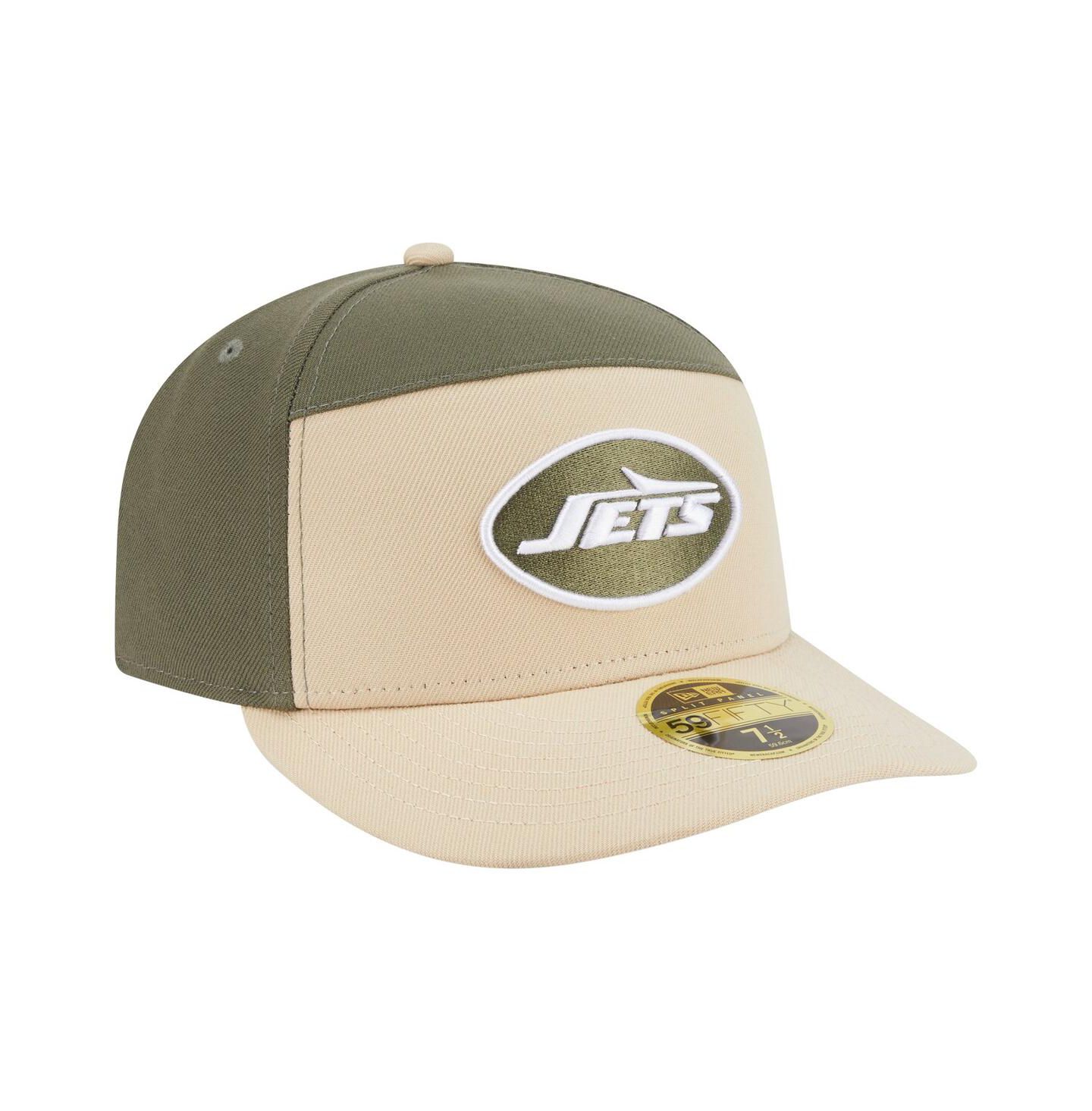Мужские головные уборы New Era Light Beige/Olive New York Jets Two-Tone Color Pack Split Panel 59FIFTY Fitted Hat — фото 4