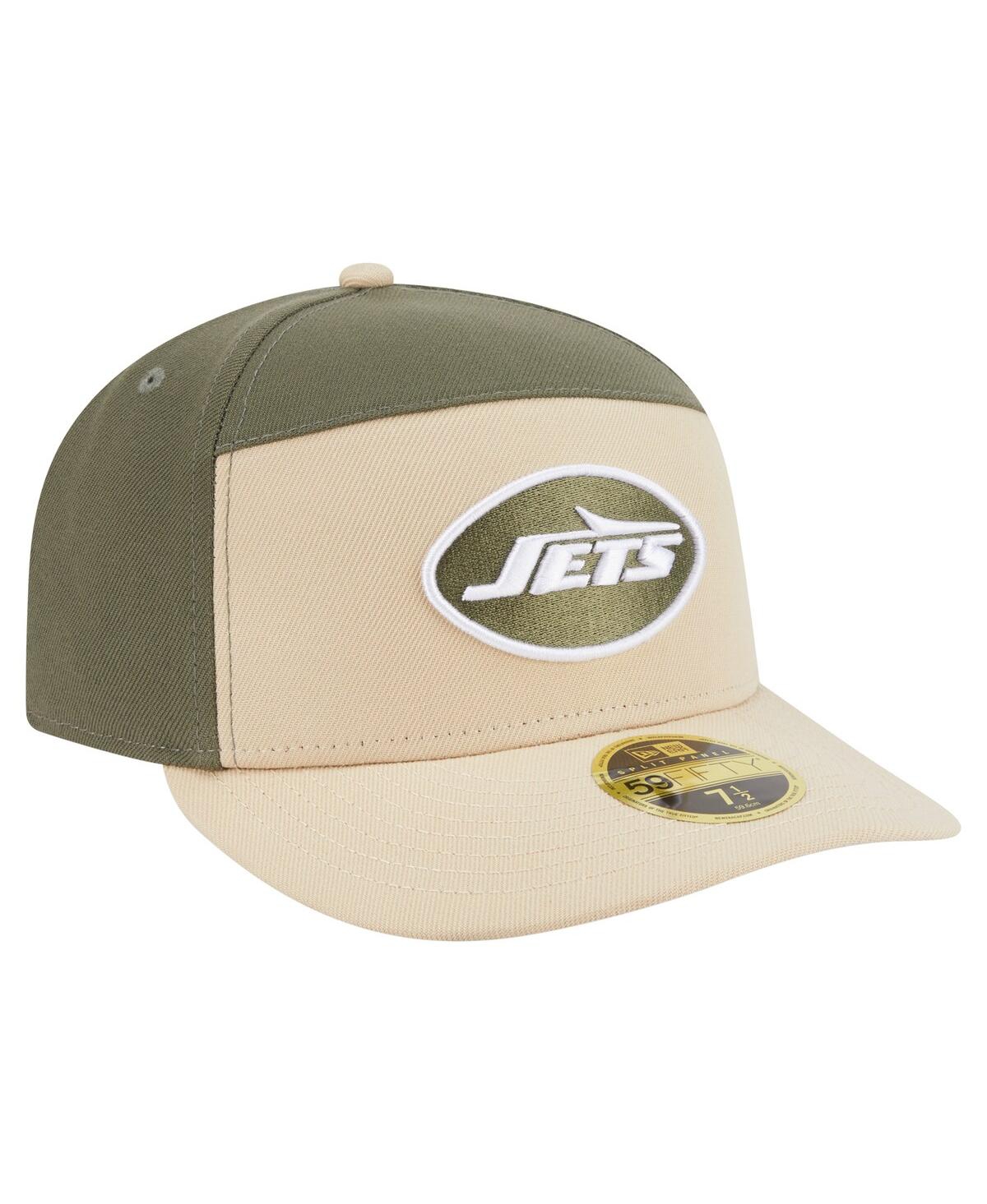 New Era Men's Light Beige/olive New York Jets Two-tone Color Pack Split Panel 59fifty Fitted Hat In Multi