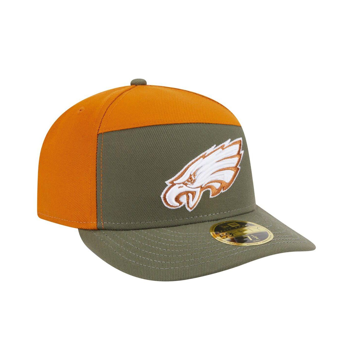 Мужские головные уборы New Era Olive/Brown Philadelphia Eagles Two-Tone Color Pack Split Panel 59FIFTY Fitted Hat — фото 3