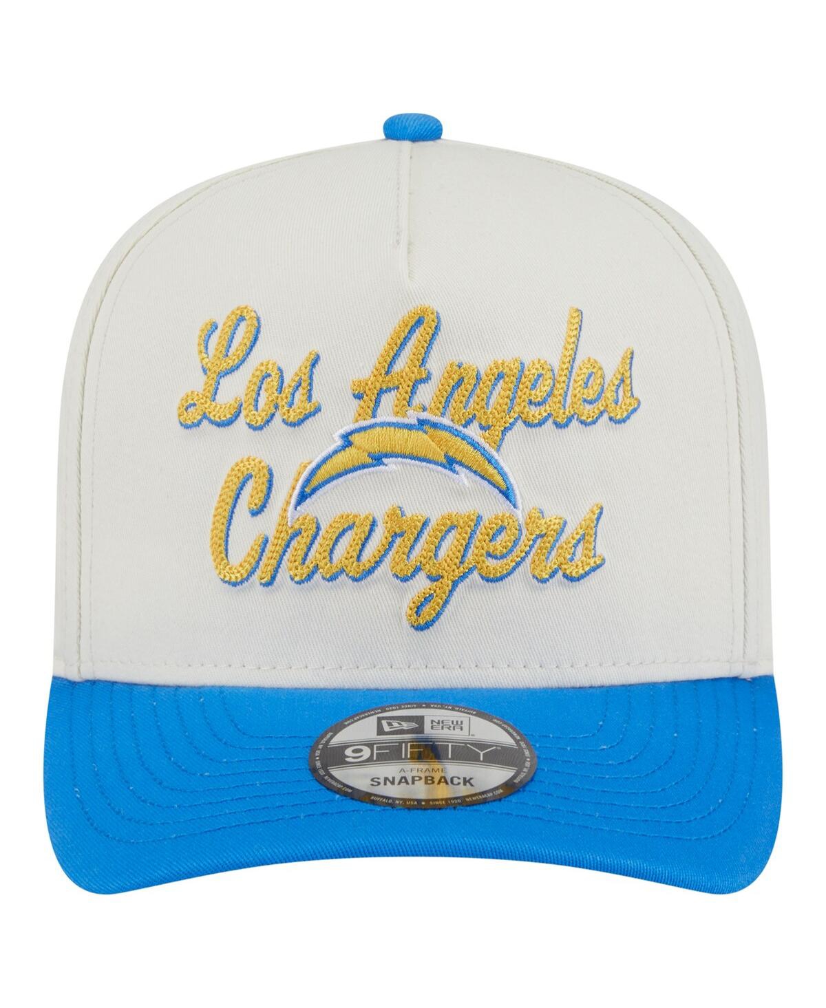 New Era Men's Cream/powder Blue Los Angeles Chargers Chainstitch A-frame 9fifty Adjustable Hat In Neutral