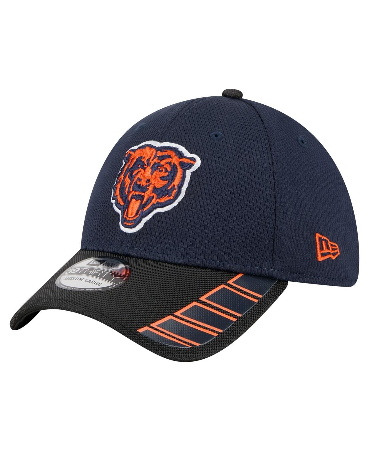New Era Men's Navy Chicago Bears Visor Hit 39THIRTY Flex Hat