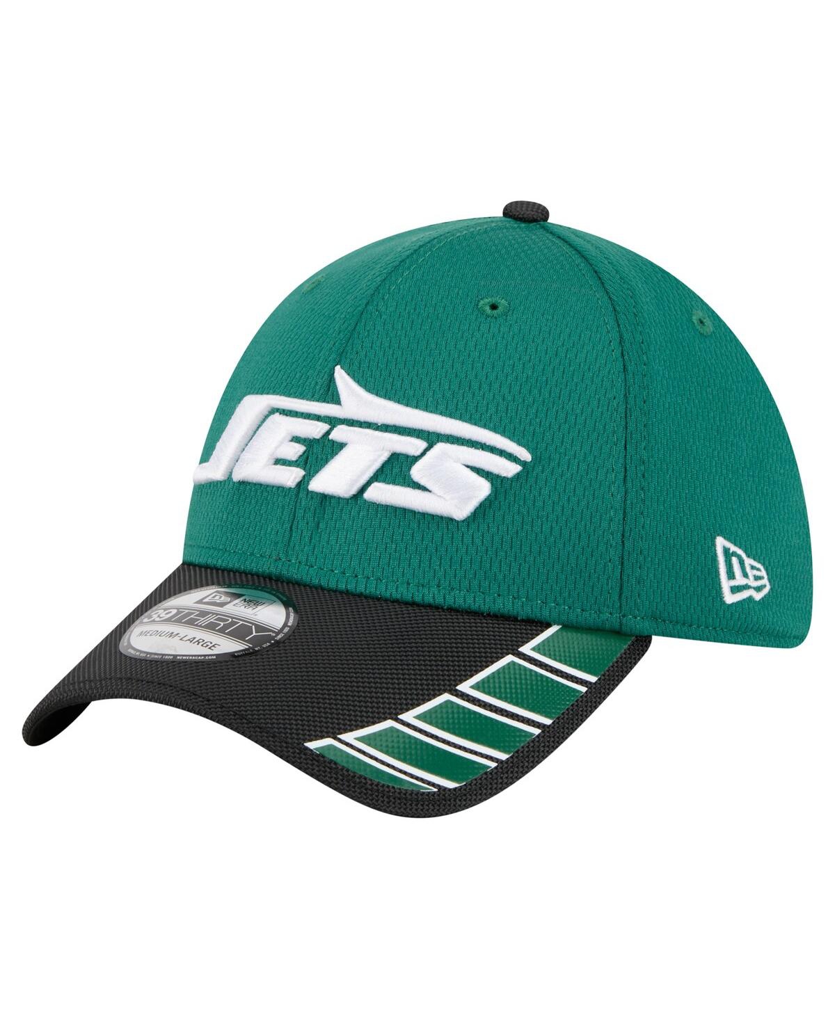 New Era Men's Green New York Jets Visor Hit 39thirty Flex Hat In Green