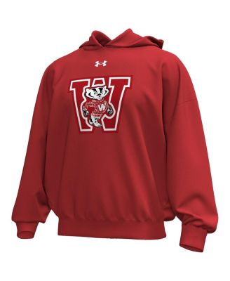 Men's Red Wisconsin Badgers Throwback Icon Fleece Pullover Hoodie