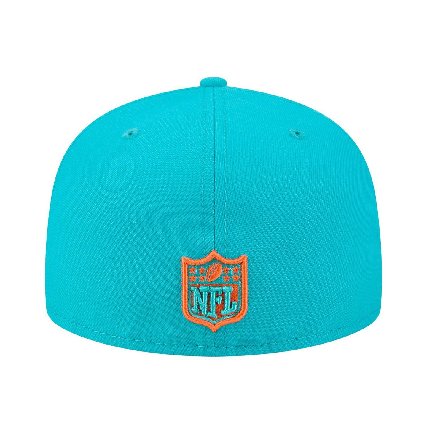 Мужская кепка New Era Aqua Miami Dolphins Oversized 59FIFTY Fitted Hat — фото 2