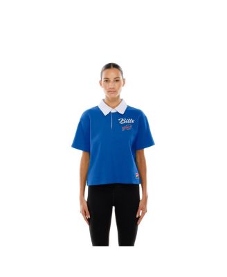 Women's Royal Buffalo Bills Throwback Boxy Cropped Polo Shirt