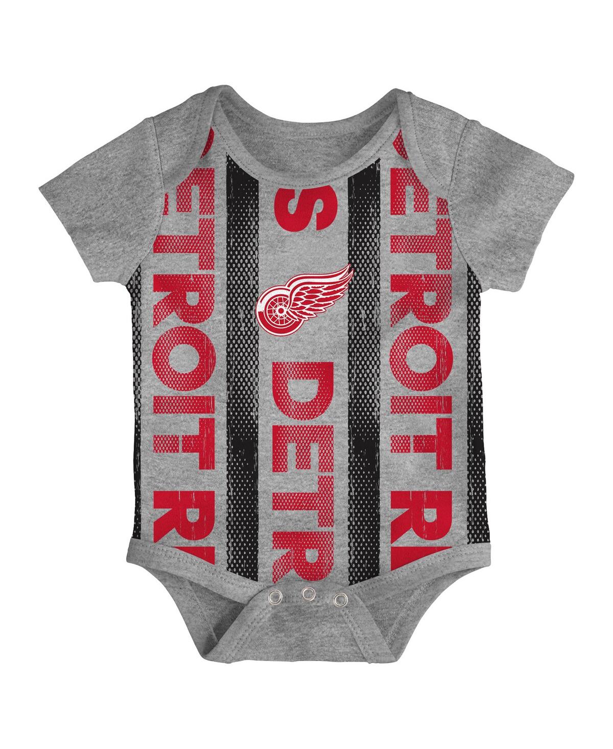 Outerstuff Baby Boys And Girls Detroit Red Wings Loyal Buddies Three-pack Bodysuit Set In Red