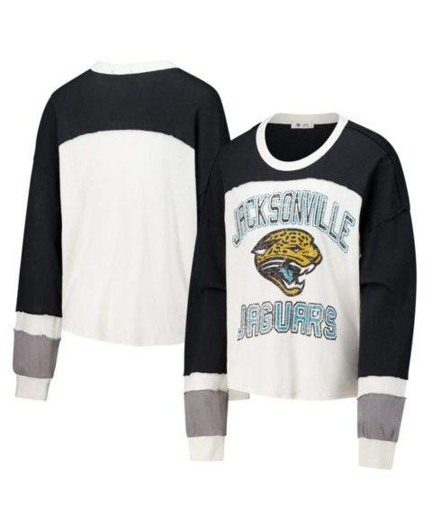 Женский топ '47 Brand Cream Jacksonville Jaguars Double Header Curve Raglan Long Sleeve Crop
