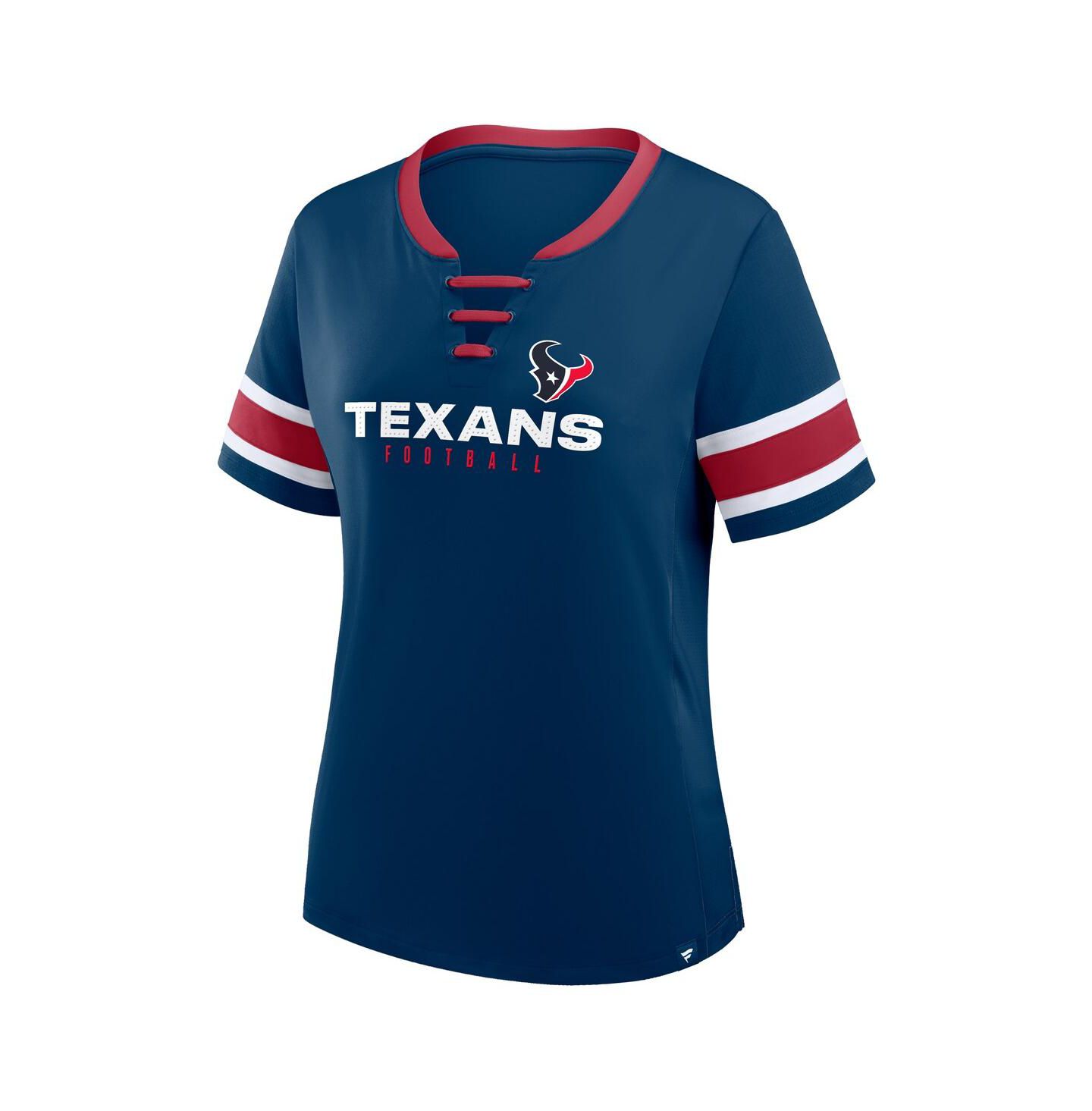 Женская футболка Fanatics Navy Houston Texans Plus Size Red Zone Athena Lace-Up V-Notch Neck — фото 3