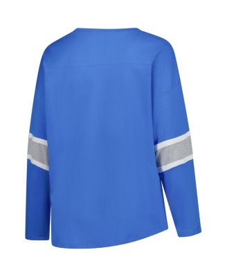 Women's Blue Detroit Lions Plus Size Redzone 3/4-Sleeve Scoop Neck T-Shirt