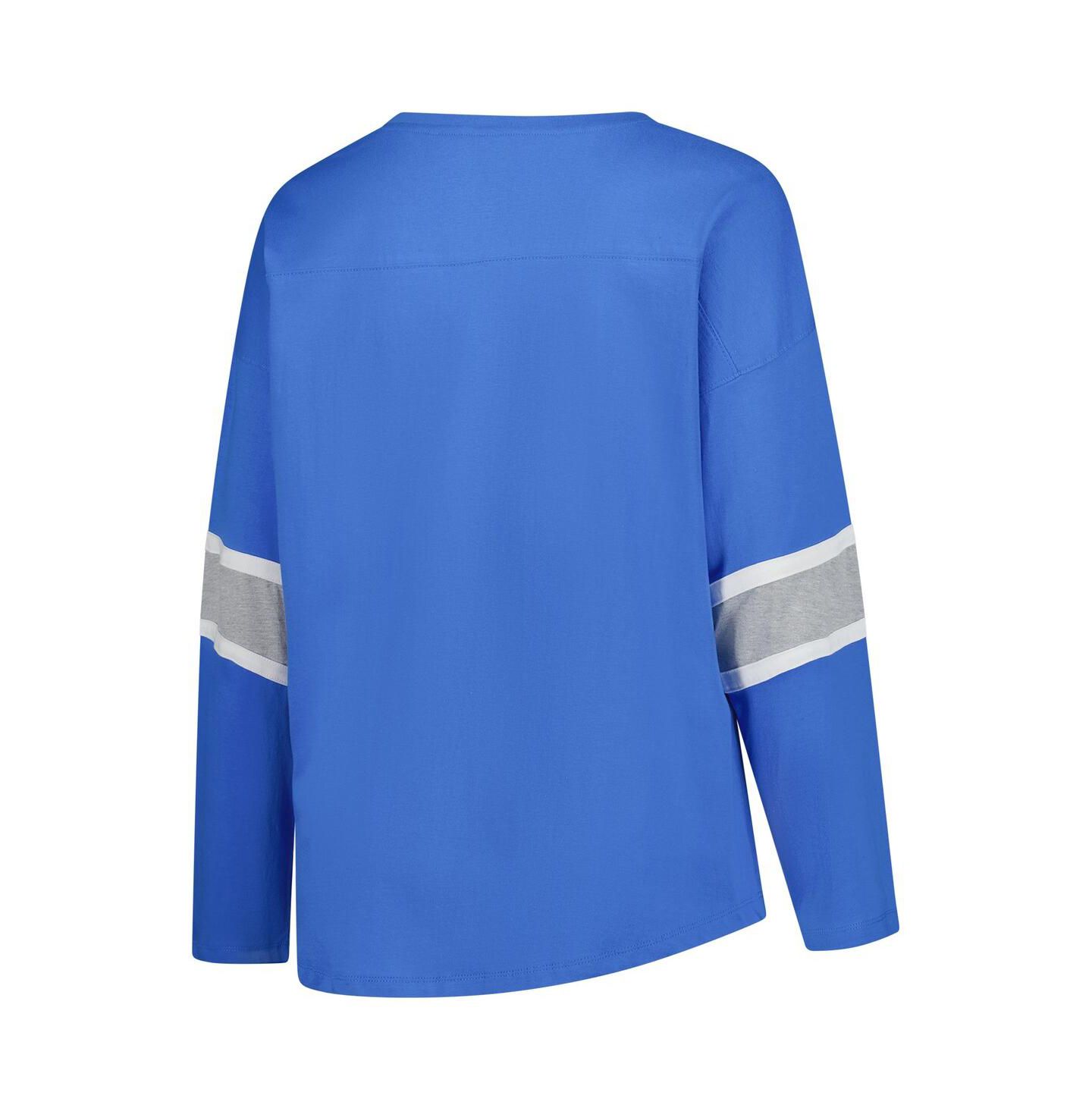 Женская футболка Fanatics Blue Detroit Lions Plus Size Redzone 3/4-Sleeve Scoop Neck — фото 2