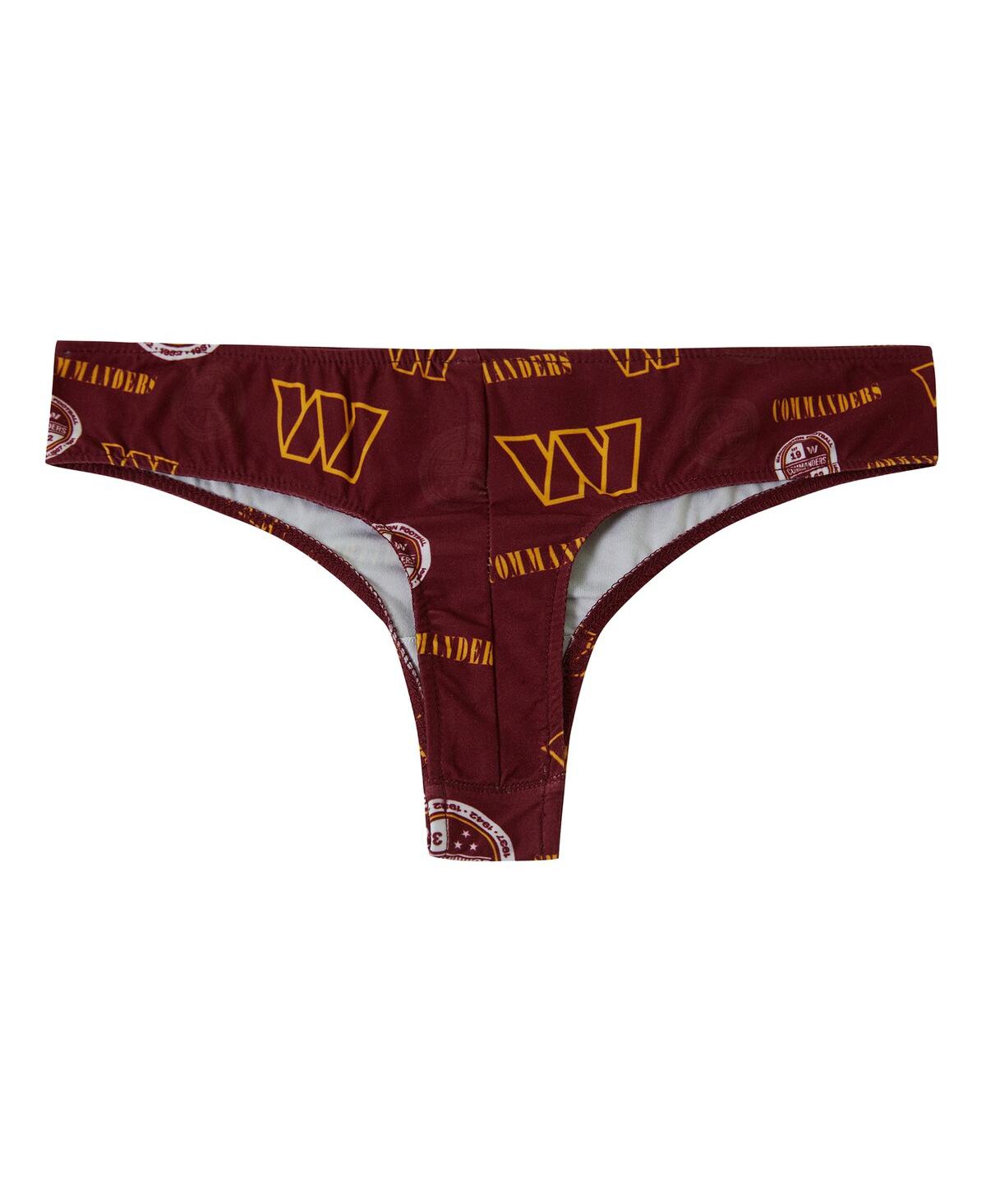 Concepts Sport Women's Burgundy Washington Commanders Mosaic All Over Print Thong In Brown