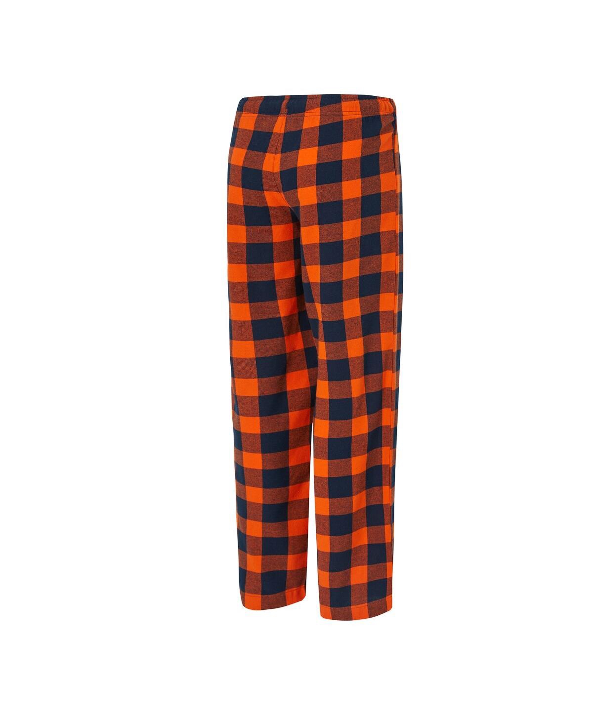 Concepts Sport Women'sâ Navy, Orange Denver Broncos Avondale T-shirt Pants Flannel Pj Set In Multi